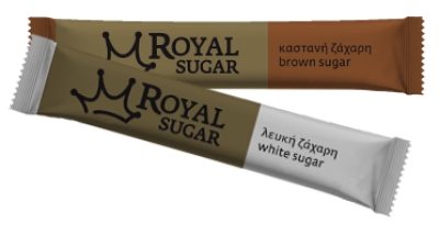 The individual sugar portions came in Royal Sugar sticks!